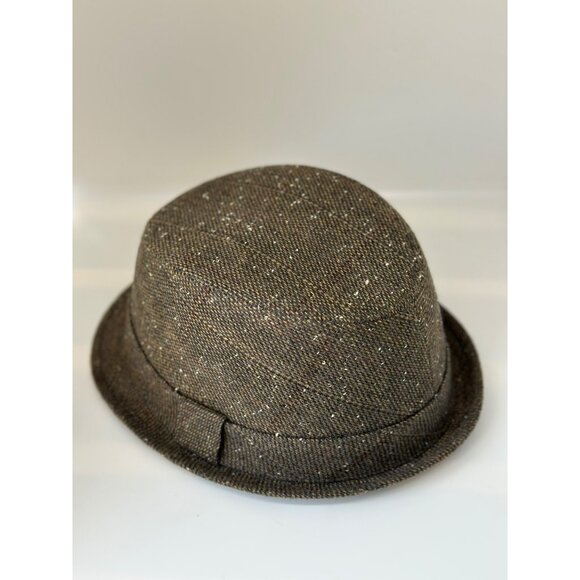 VTG Lids Tweed Bucket Fedora Hat S/M Brown Speckled Wool Blend Classic Style - Picture 2 of 6